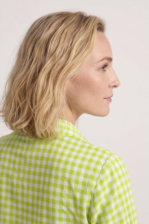 Shyla Gingham Wrap Cotton Top Lime – image 5 of 5