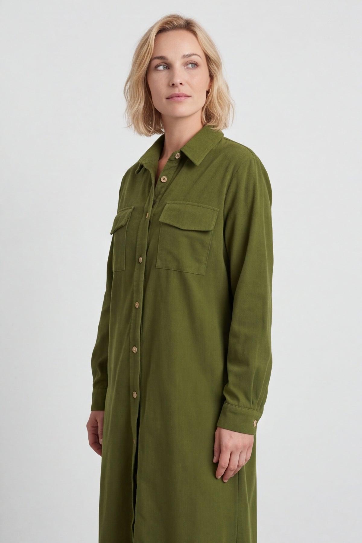 Dezi Needlecord Shirt Dress Olive – image 6 of 6