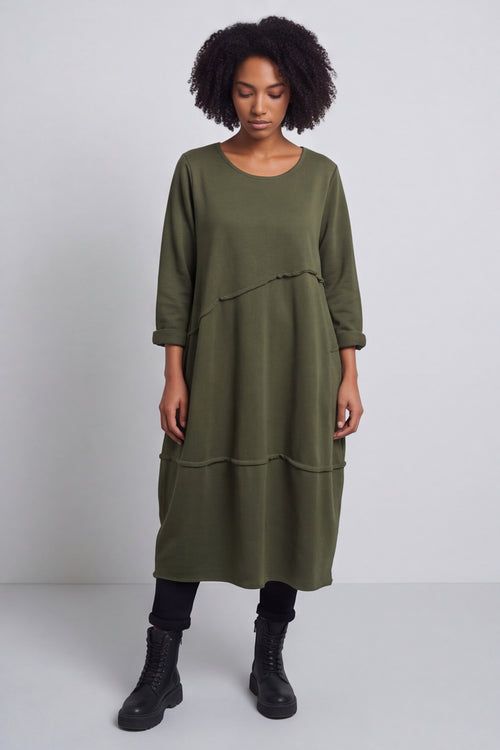 Minnie Seam Detail Cotton Tunic Khaki – image 5 of 5