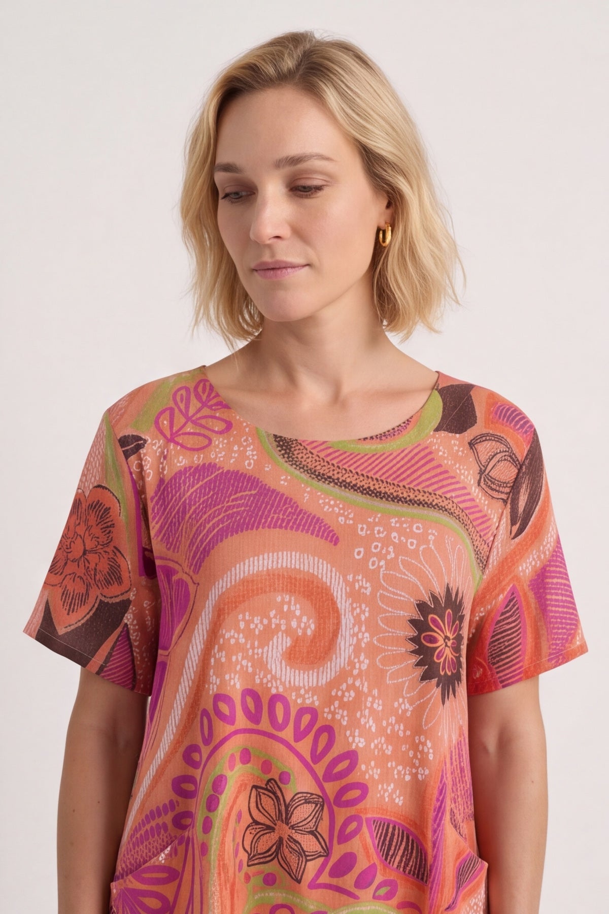 Aurora Leaf Linen Shift Dress – image 5 of 5