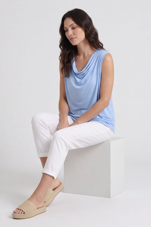 Antonina Cowl Neck Top Light Blue – image 6 of 6