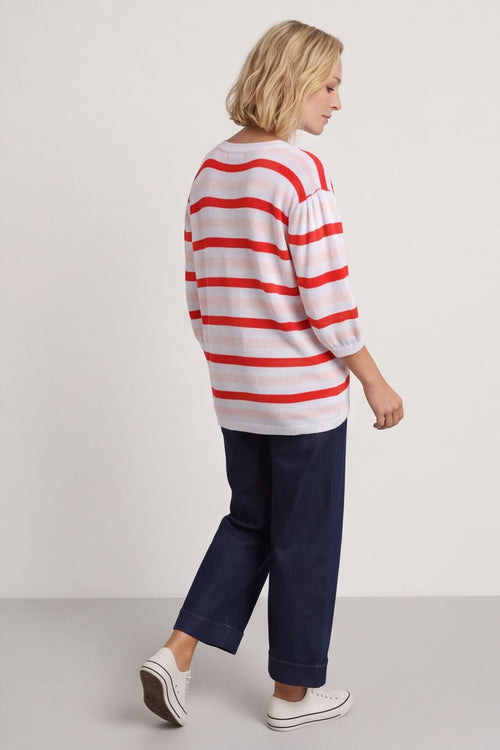 Gladys Stripe Knit Cotton Top Red – image 6 of 6