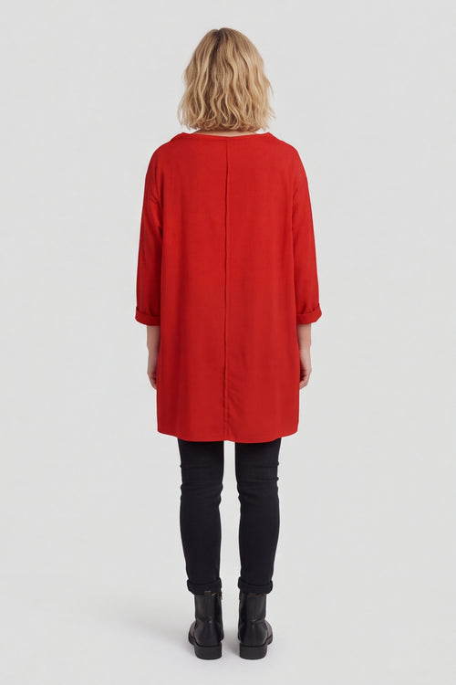 Nelle Cowl Cotton Top Red – image 5 of 5