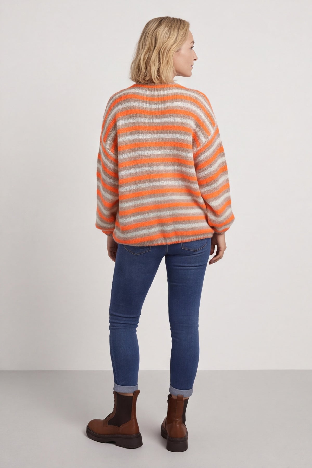 Merlyn Stripe Tie Knitted Cardigan Orange – image 6 of 6