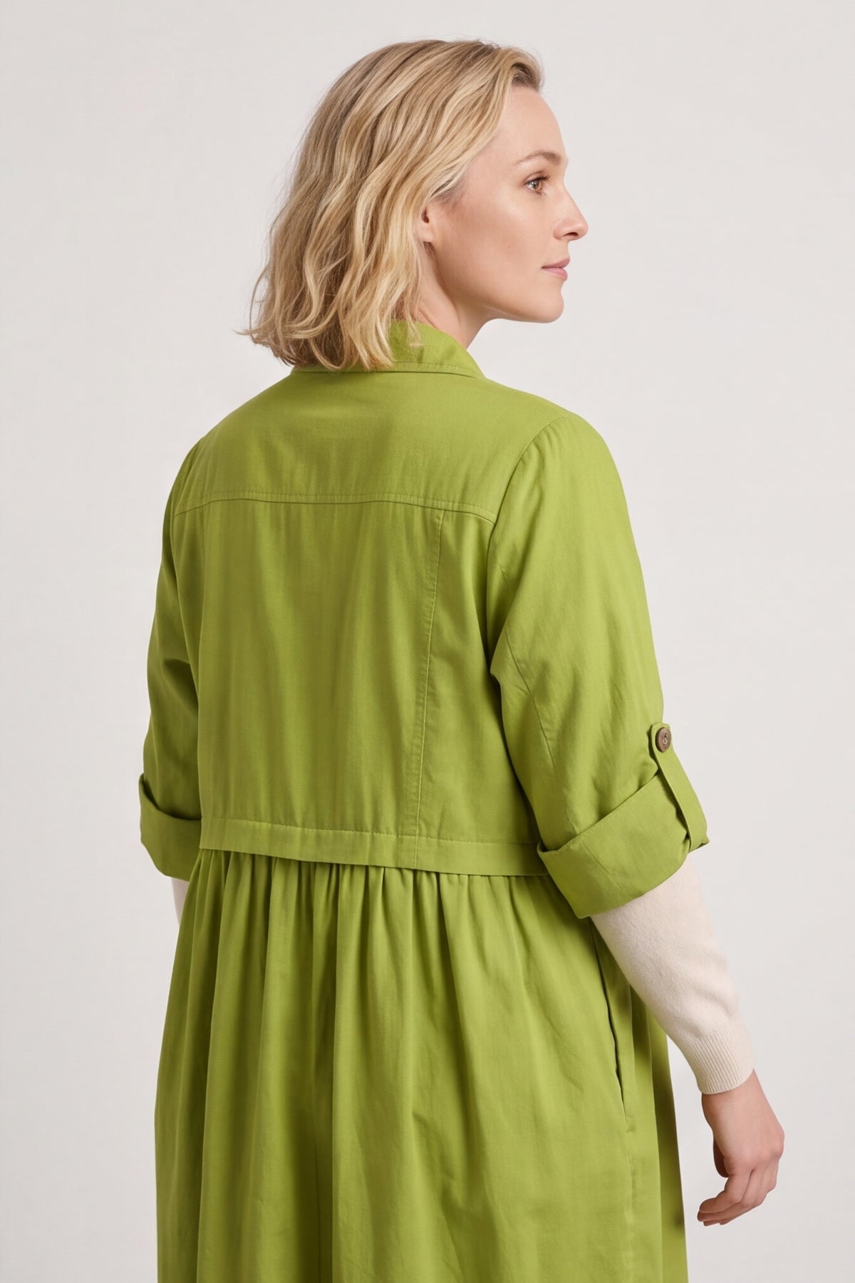Meryl Long Cotton Jacket Olive – image 4 of 4