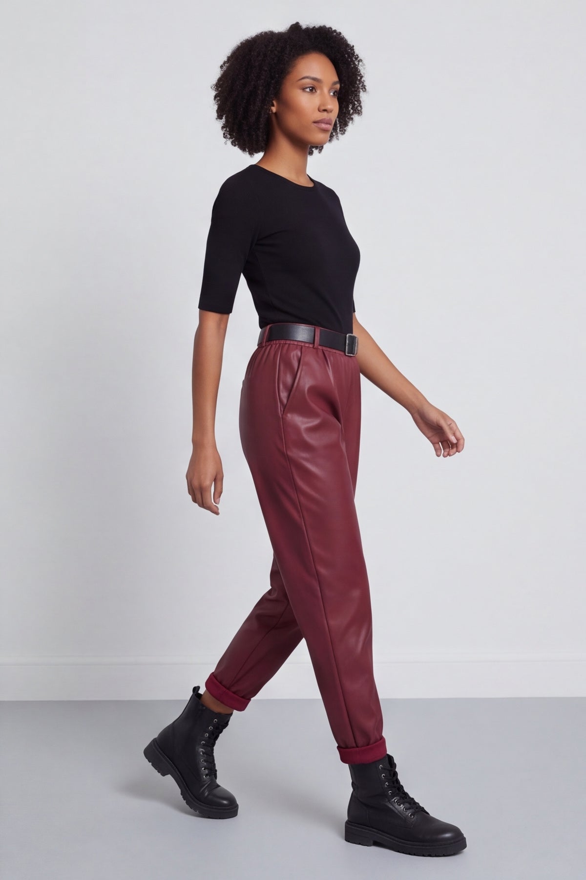 Hilary Wet Look Trousers Wine – image 5 of 5