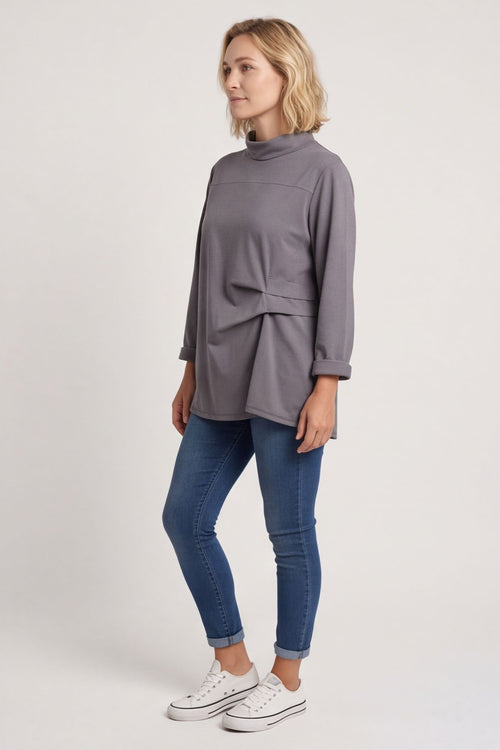 Celandine Cowl Neck Top Mid Grey – image 4 of 4
