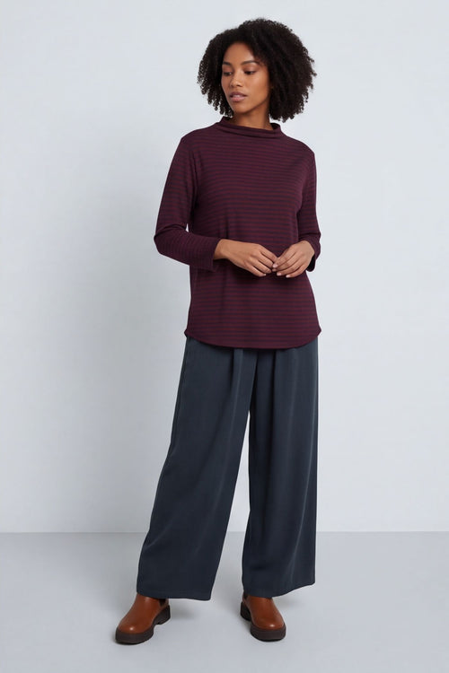Lyssa Cowl Neck Stripe Top Charcoal – image 6 of 6