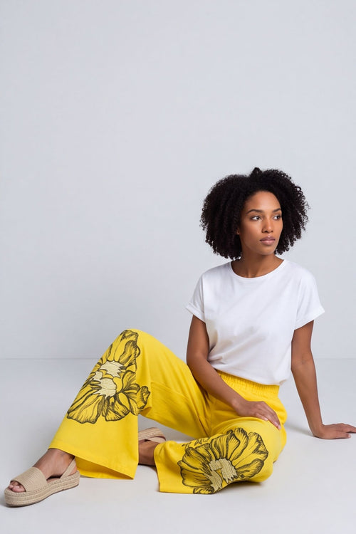 Aksana Flower Wide Leg Trousers Yellow – image 6 of 6