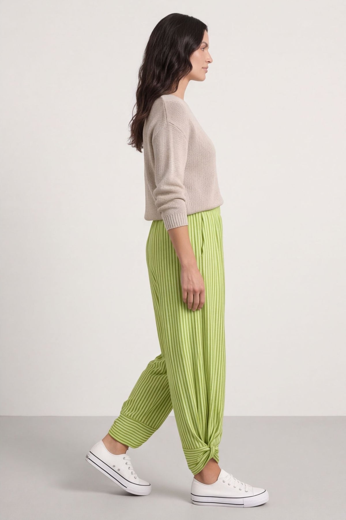 Jacinda Stripe Cotton Trousers Olive – image 6 of 6
