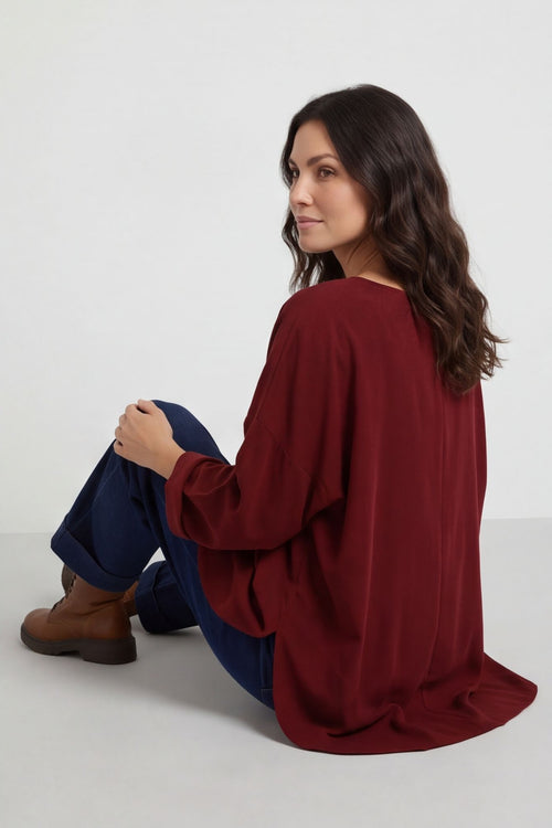 Selene Needlecord Pocket Top Wine – image 5 of 5