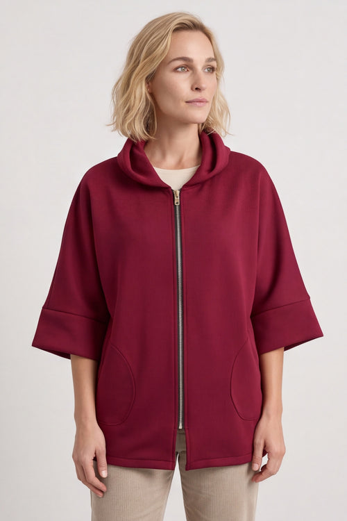 Marjorie Zip Hooded Jacket Wine – image 6 of 6