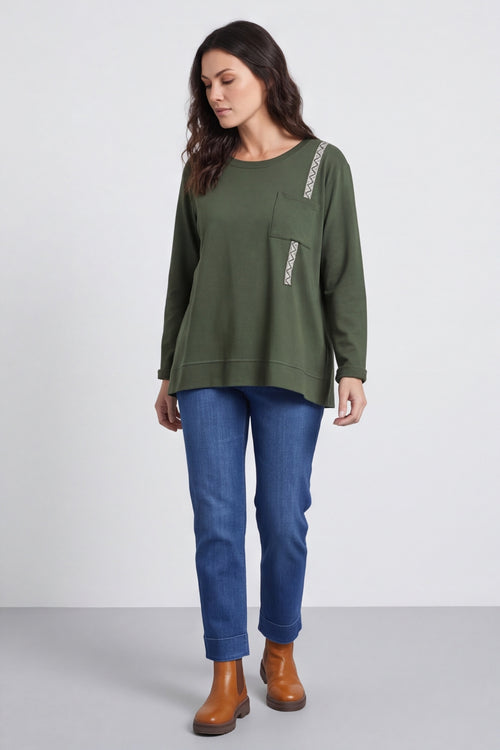 Barbara Pocket Cotton Top Khaki – image 6 of 6