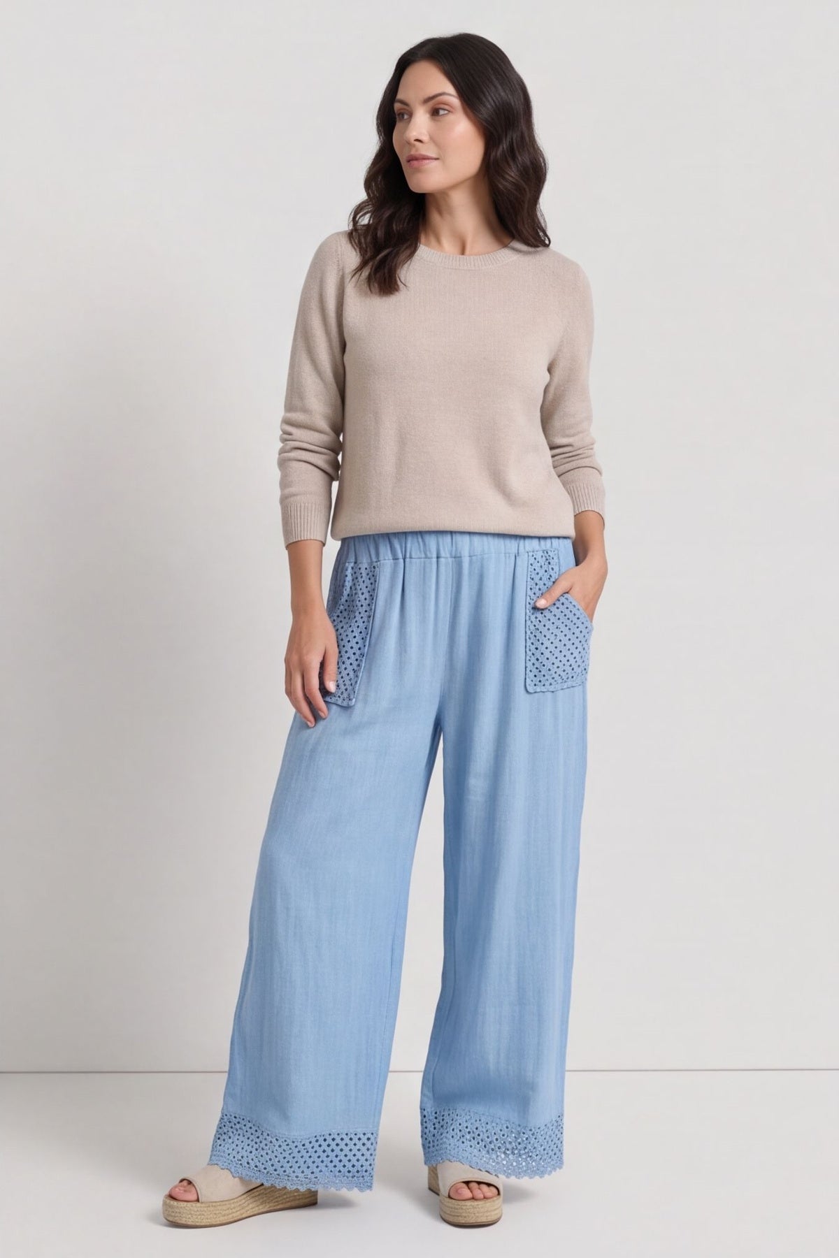 Elana Cotton Trousers Powder Blue – image 6 of 6