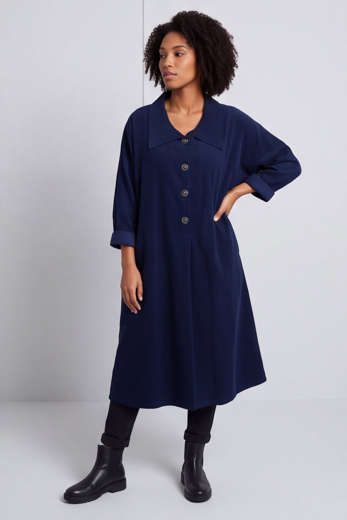 Amina Needlecord Dress Navy – image 6 of 6