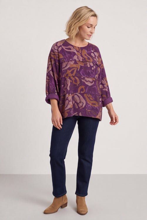 Doreen Print Needlecord Top Purple – image 6 of 6