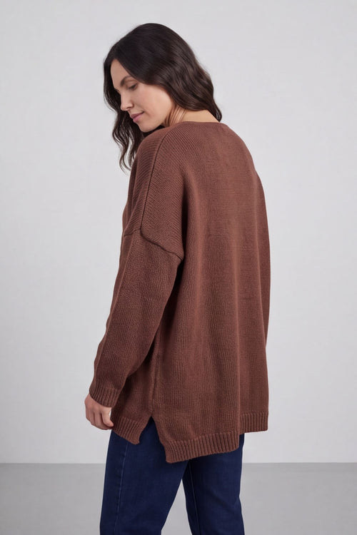 Josephine V-Neck Knitted Jumper Cocoa – image 6 of 6