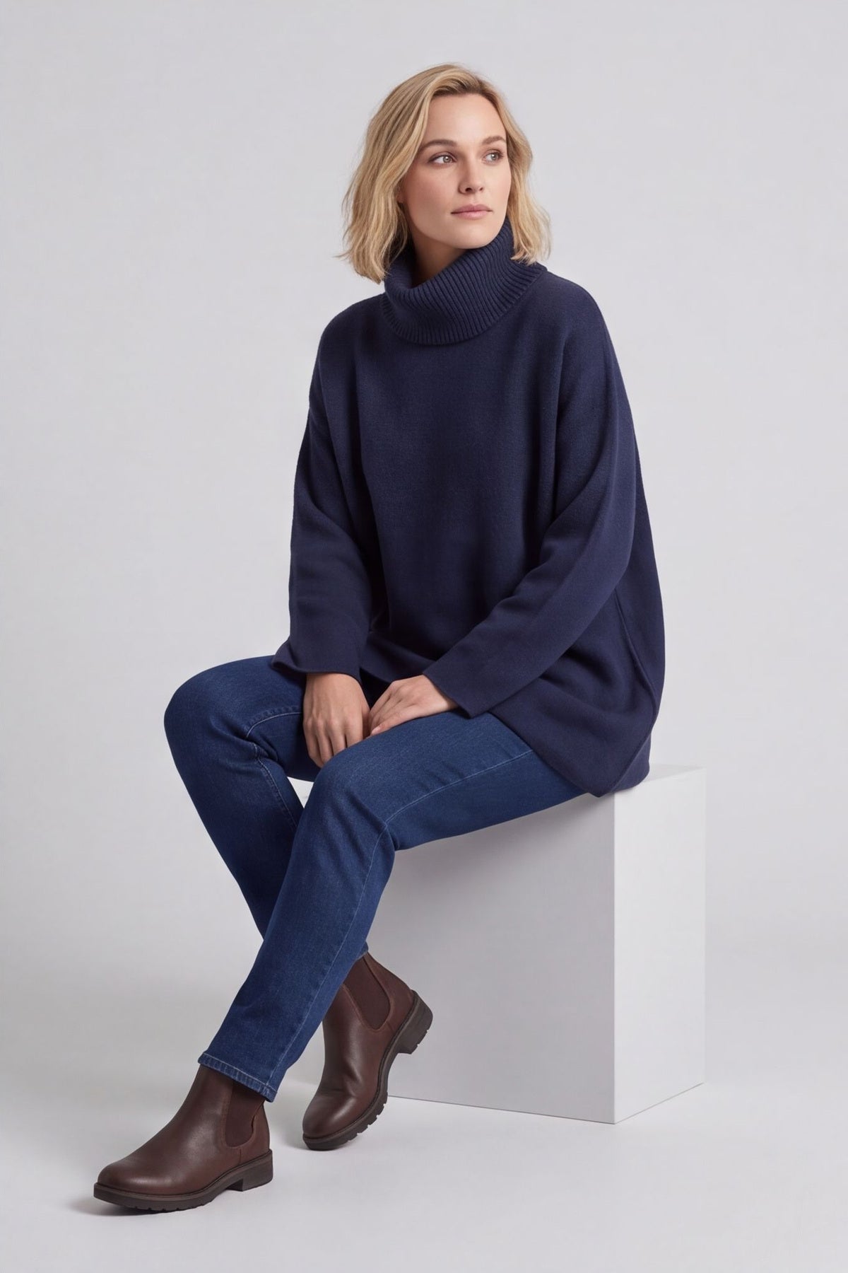Jude Polo Neck Knitted Jumper Navy – image 6 of 6