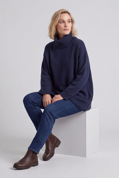 Jude Polo Neck Knitted Jumper Navy – image 6 of 6