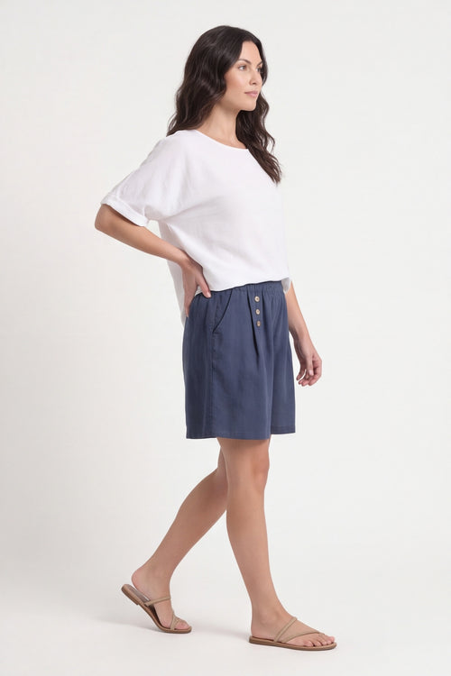 Arielle Linen Blend Shorts Navy – image 6 of 6