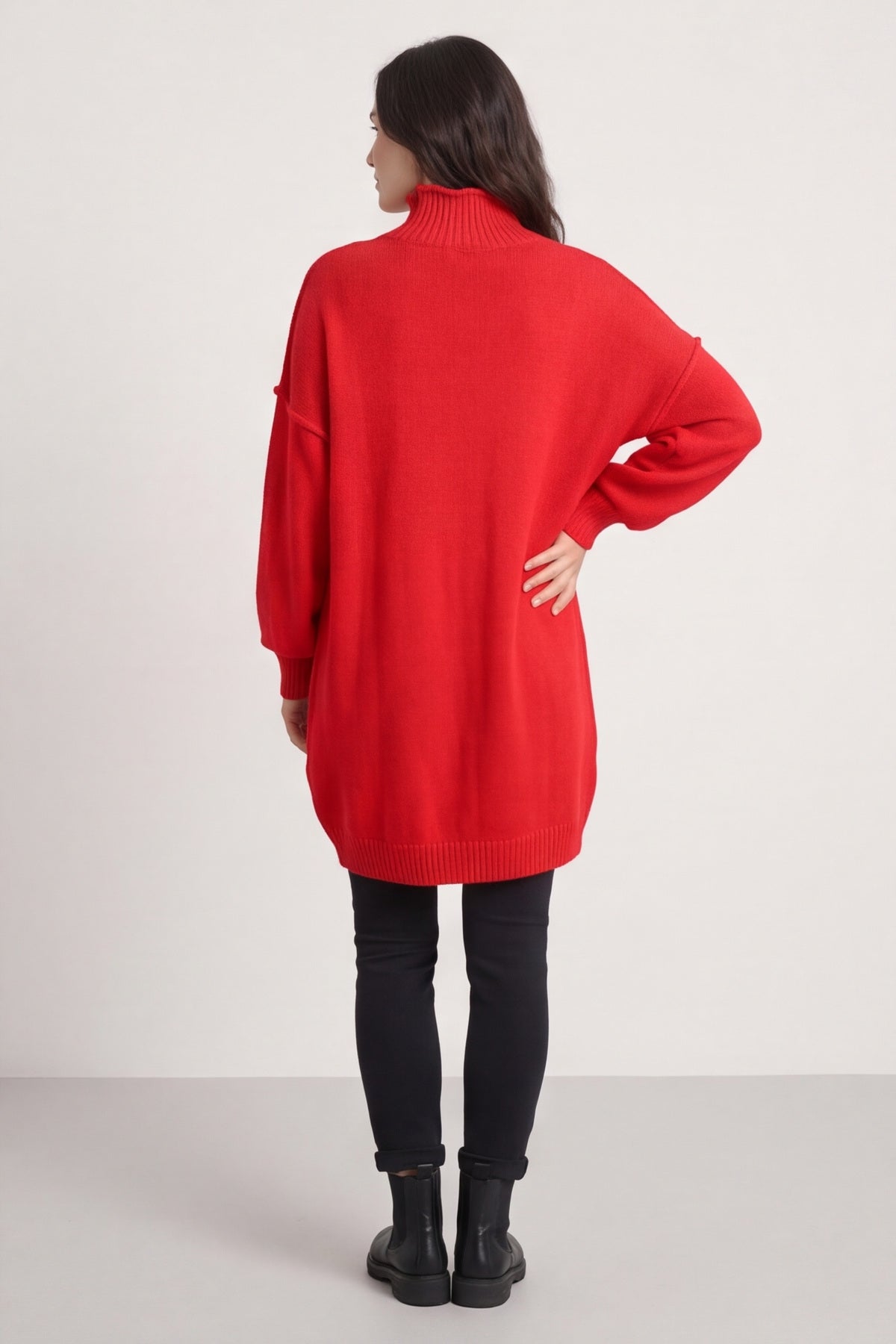 Bridie Polo Neck Knitted Tunic Red – image 6 of 6