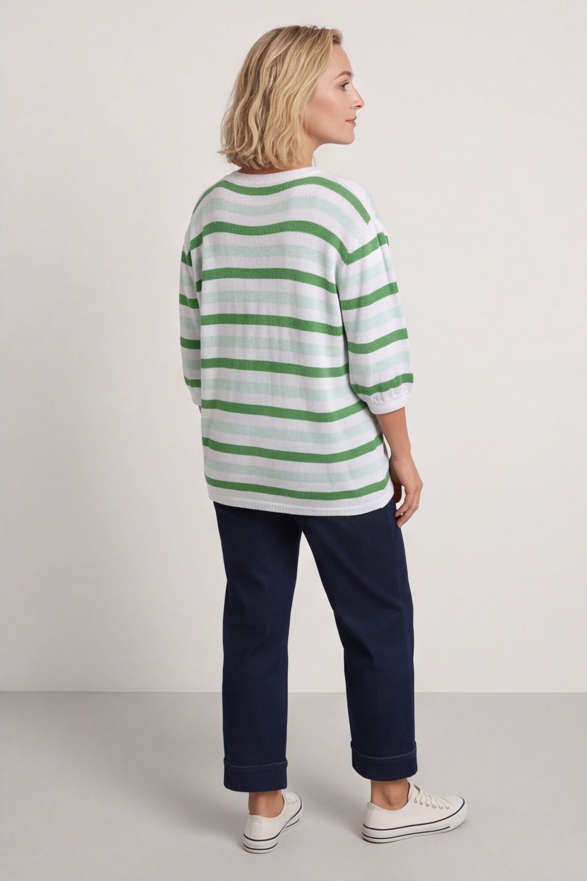 Gladys Stripe Knit Cotton Top Green – image 6 of 6
