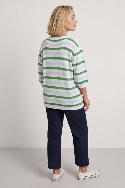 Gladys Stripe Knit Cotton Top Green – image 6 of 6