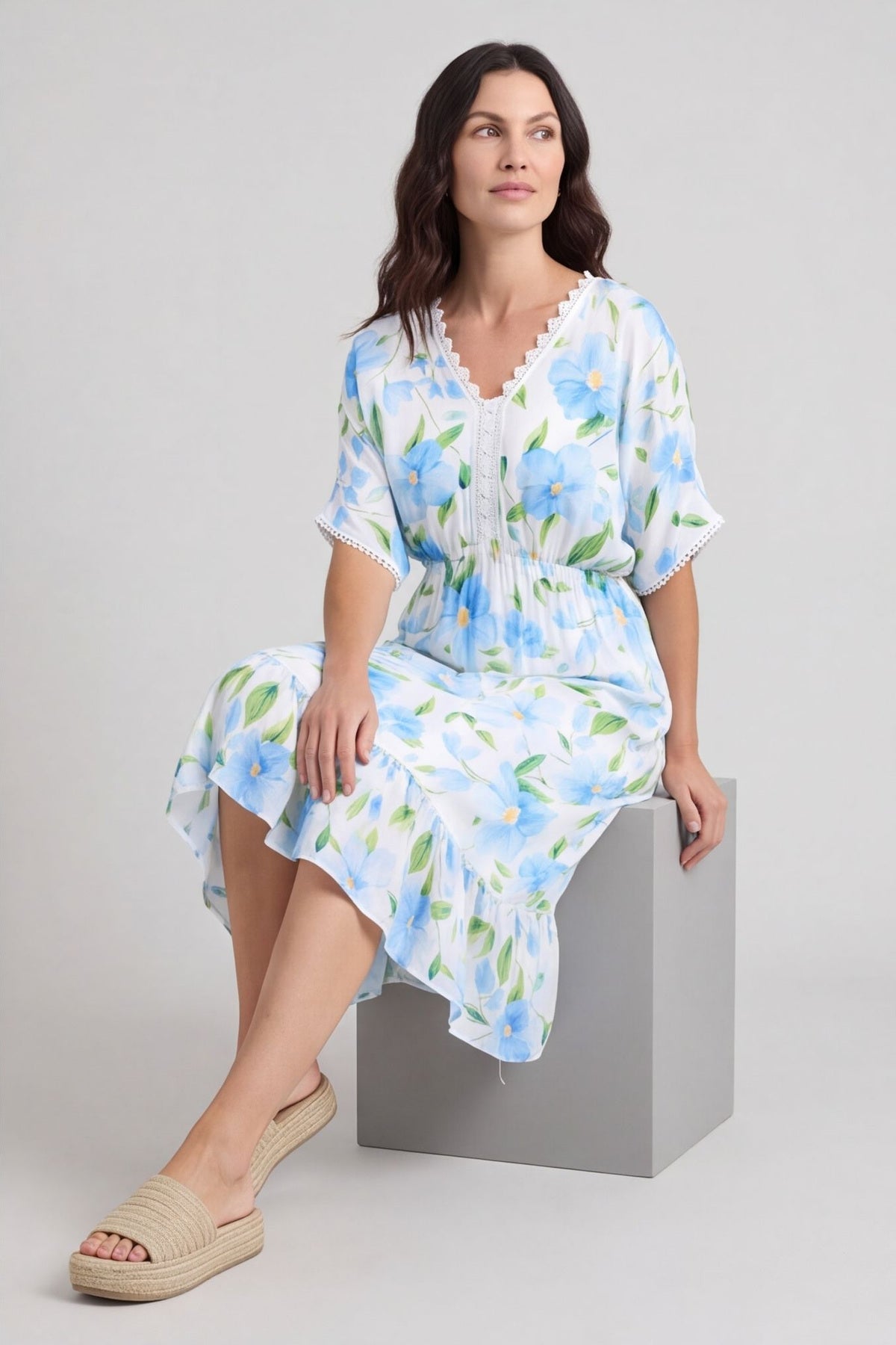 Amyla Floral Print Dress Light Blue – image 6 of 6