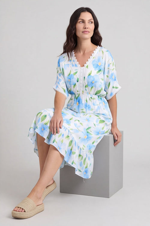Amyla Floral Print Dress Light Blue – image 6 of 6