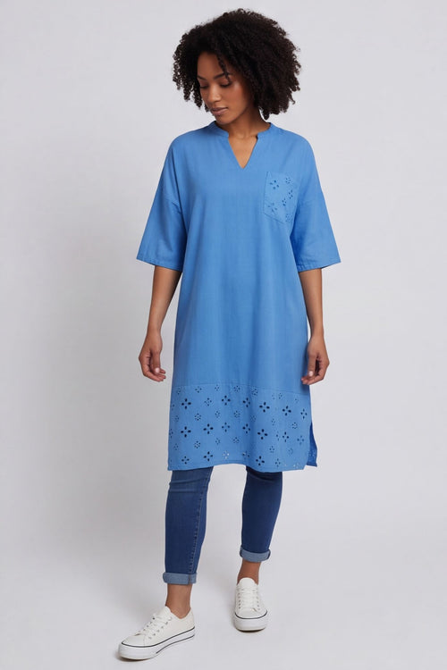 Gabrielle Embroidered Linen Dress Powder Blue – image 5 of 5