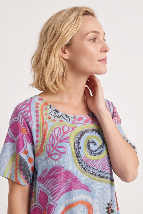 Aurora Leaf Linen Shift Dress – image 5 of 5