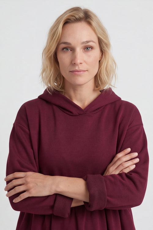 Saskia Hooded Dress Wine – image 5 of 5