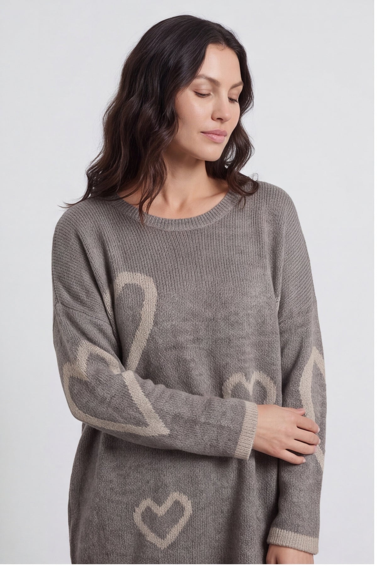 Milena Heart Knitted Jumper Mocha – image 4 of 4