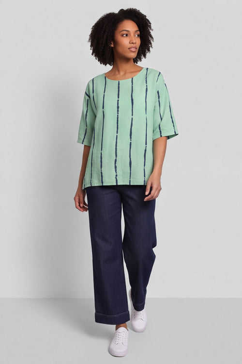 Kalia Stripe Linen Top Green – image 4 of 4