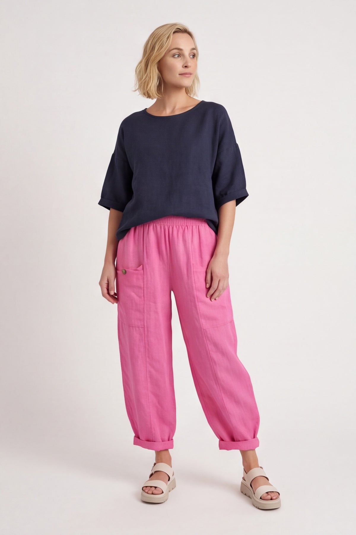Clarisse Button Pocket Linen Trouser – image 6 of 6