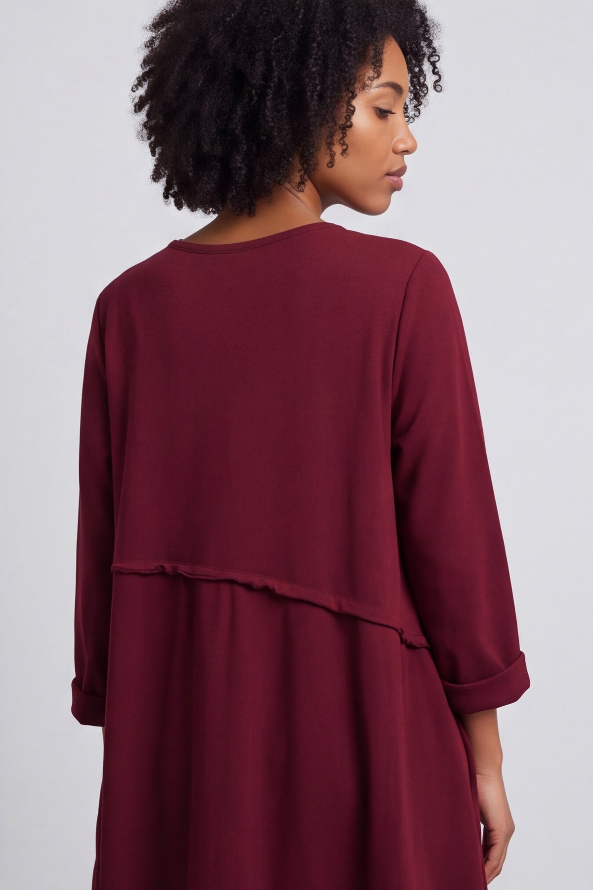 Minnie Seam Detail Cotton Tunic Wine – image 6 of 6