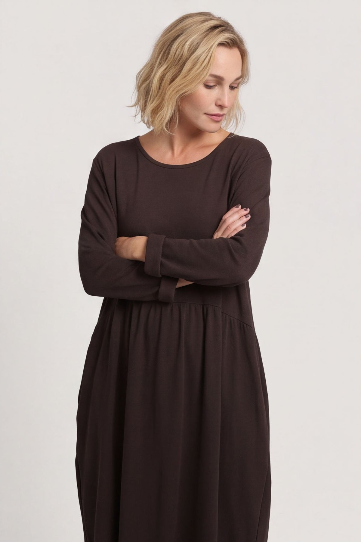 Tina Ribbed Detail Cotton Dress Cocoa – image 5 of 5