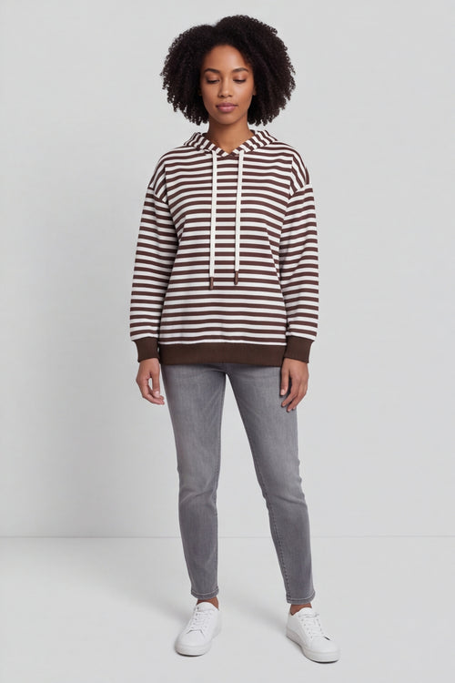 Selena Stripe Hooded Top Cocoa – image 6 of 6