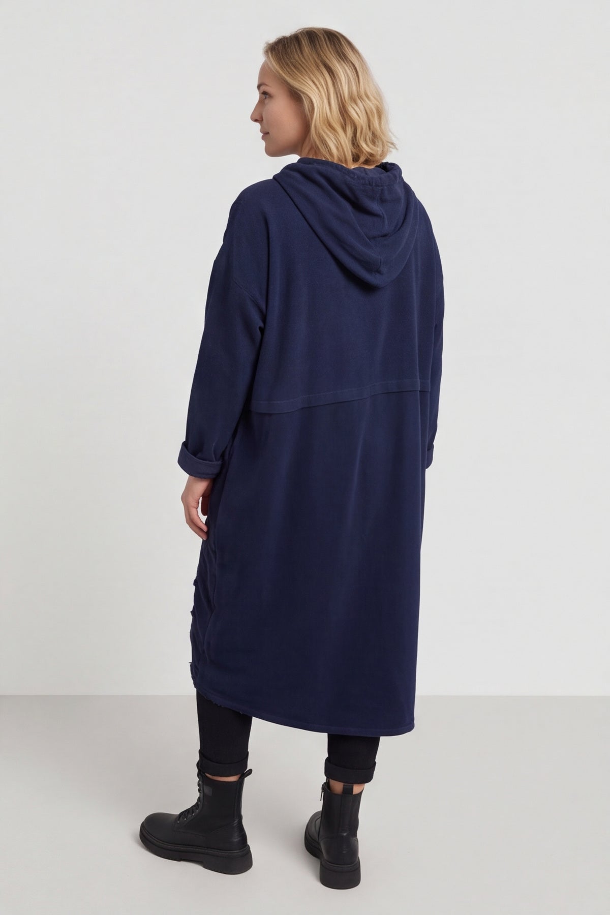 Devyn Hooded Needlecord Dress Navy – image 6 of 6
