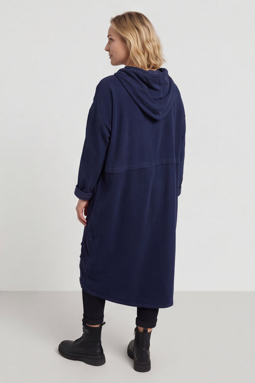 Devyn Hooded Needlecord Dress Navy – image 6 of 6