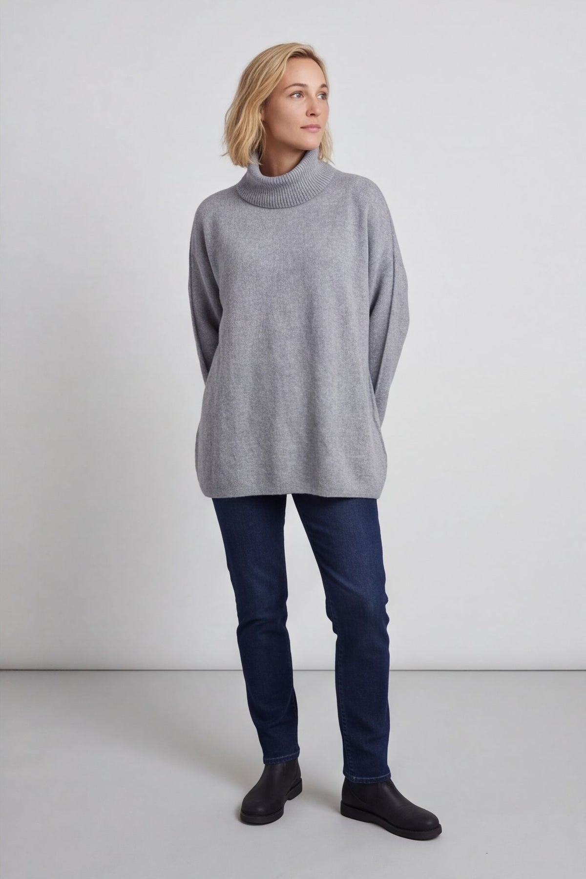 Jude Polo Neck Knitted Jumper Mid Grey – image 5 of 5