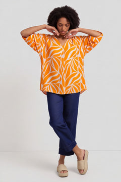 Morgan Print V-Neck Top Orange – image 4 of 4