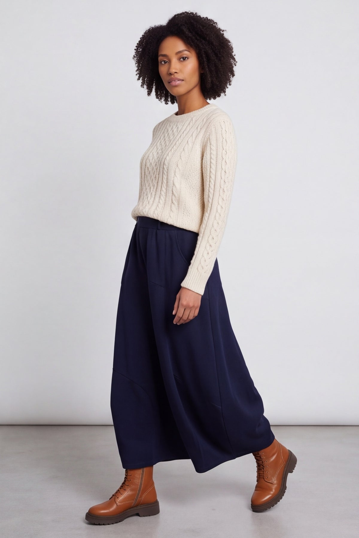 Georgetta Belted Cotton Skirt Navy – image 6 of 6