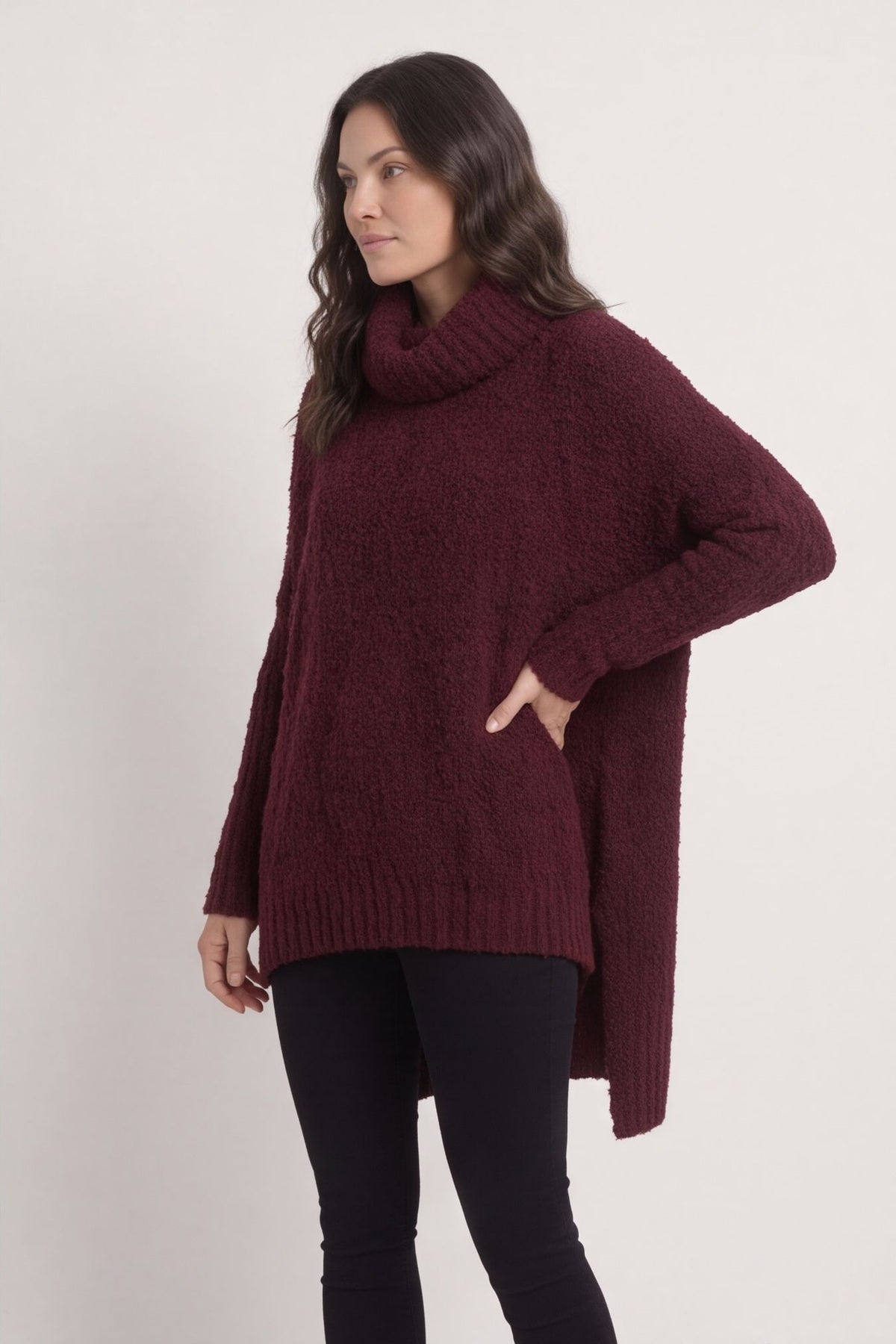 Shani Boucle Polo Knitted Jumper Wine – image 6 of 6
