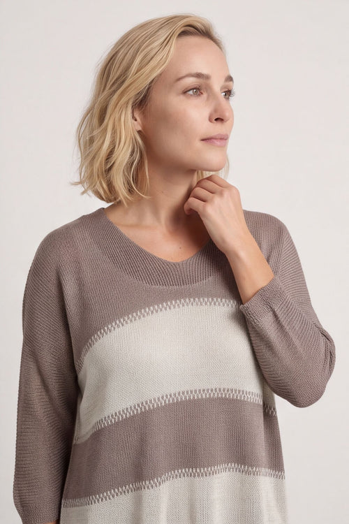 Davena Stripe Knit Top Mocha – image 6 of 6