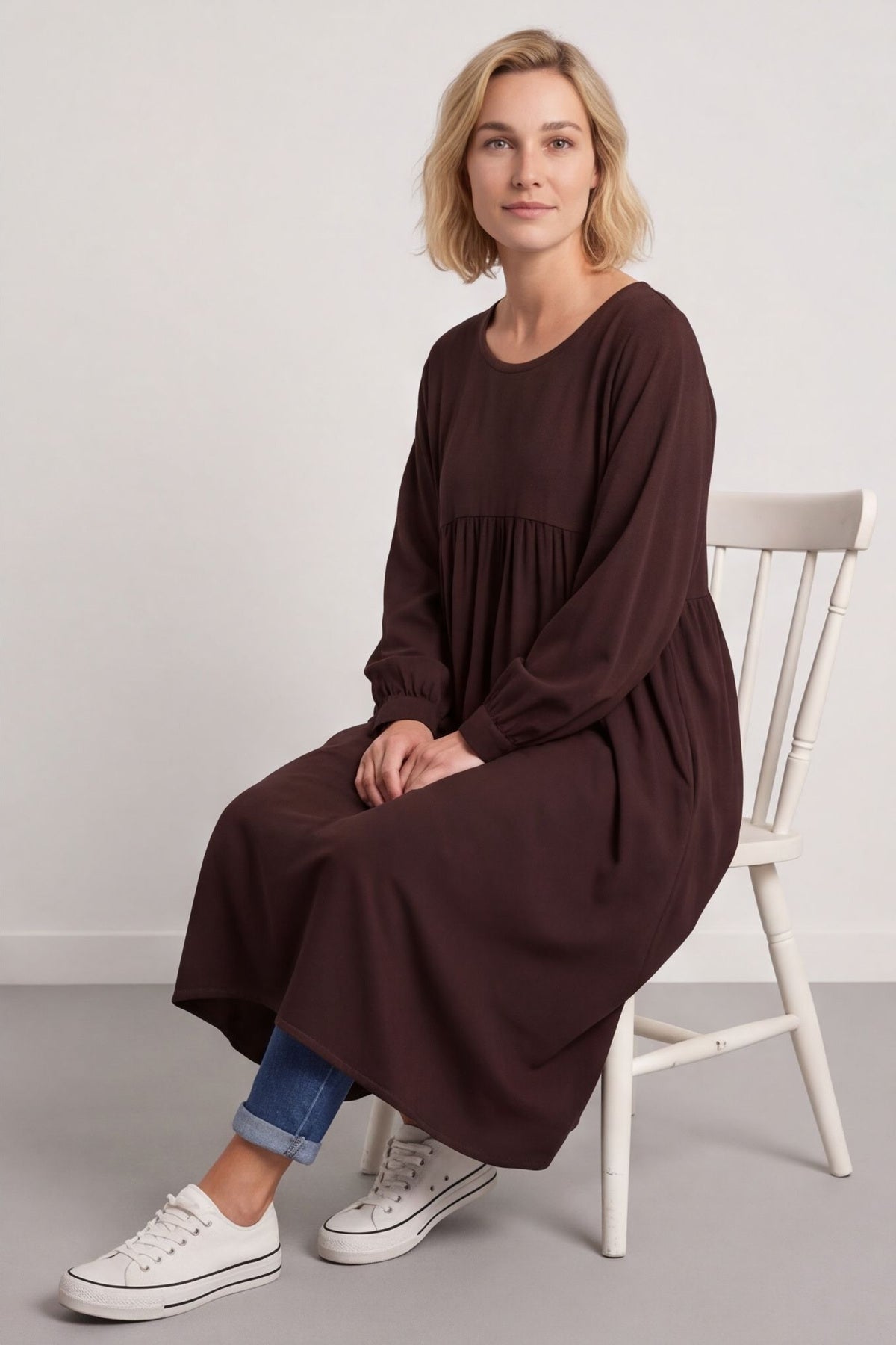 Eliza Cotton Dress Cocoa – image 4 of 4