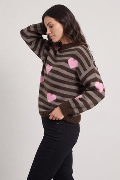 Carina Heart Stripe Knitted Jumper Cocoa – image 6 of 6