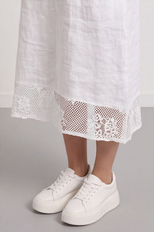 Lennon Rosette Linen Dress White – image 6 of 6