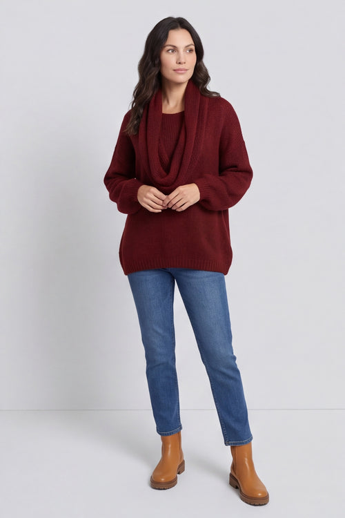 Baylin Scarf Knitted Jumper Wine – image 6 of 6