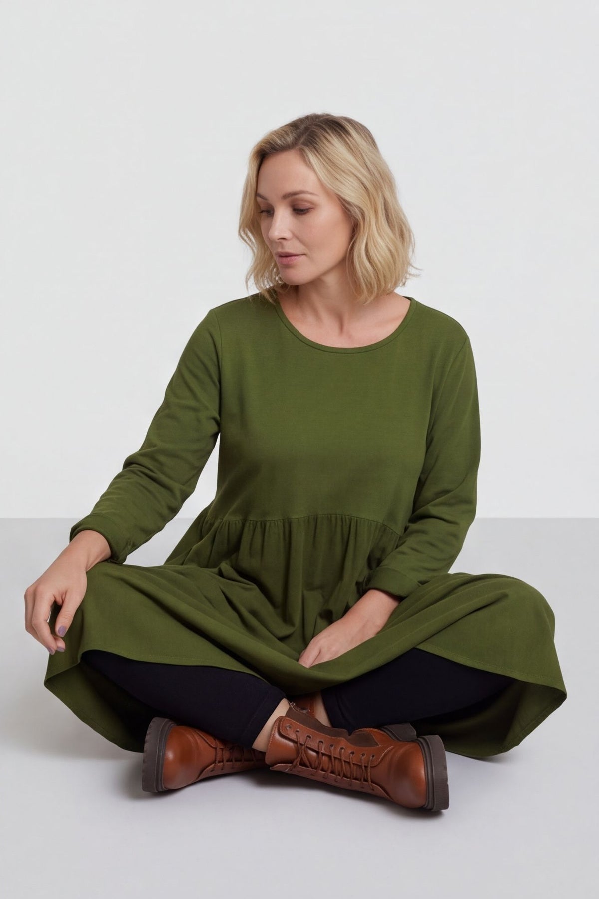 Regana Cotton Dress Olive – image 5 of 5